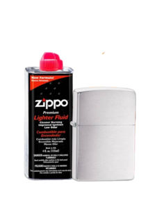 Зажигалка Brushed Chrome ZIPPO + Топливо, 125 мл ZIPPO