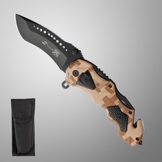 Складной нож Stinger, со стропорезом, рукоять - алюминий, сталь - 3Cr13, лезвие 9 см No Brand