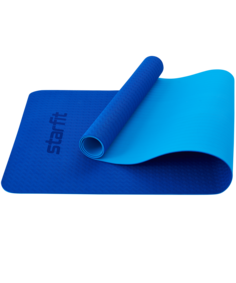 Коврик для йоги и фитнеса Starfit Fm-201, Tpe, 183x61x0,4 см, темно-синий/синий