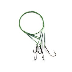 Поводок стальной NAMAZU Leader 1х7 Nylon Coated Green, d-0,42 мм, L-30 см, с двойным крючк