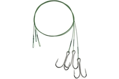 Поводок стальной NAMAZU Leader 1х7 Nylon Coated Green, d-0,48 мм, L-50 см, с двойным крючк