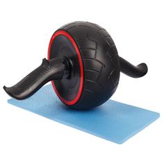 Ролик для пресса с возвратным механизмом и ковриком STRONG BODY Elite, черно-красный