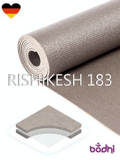 Коврик для йоги фитнеса Rishikesh PRO, серый 183 х 80 х 0,45 , Bodhi Бодхи