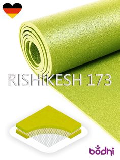 Коврик для йоги фитнеса Rishikesh PRO, зеленый, 173 х 80 х 0,45 , Bodhi Бодхи