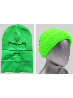 Балаклава маска подшлемник GC-Famiscom с вырезами светло-зеленая, 2 в 1