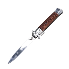 Выкидной полуавтоматический складной нож Morrigan, ARTSTEEL, 65Х13, дерево, полировка