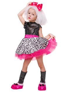 Карнавальный костюм Батик Кукла, цв. черный; белый; розовый р.122