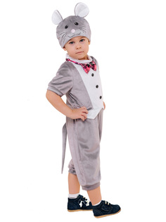 Карнавальный костюм Батик Мышь, цв. серый р.104