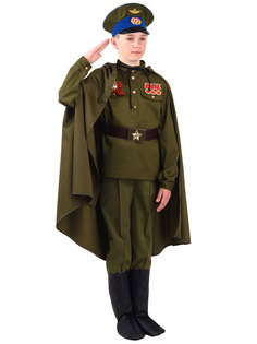 Карнавальный костюм Батик Военный, цв. зеленый р.128