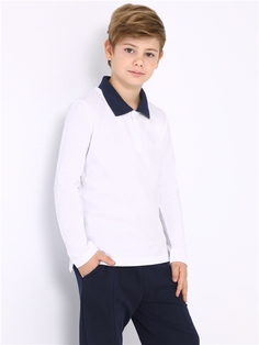 Поло детское Апрель 1ПДПД4165090, белый+темно-синий, 122