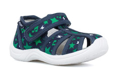 Туфли текстильные открытые для мальчика размер 25, Синий/Зеленый Котофей