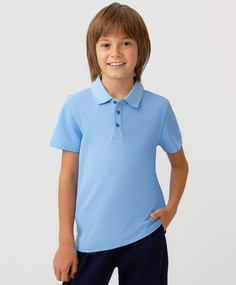 Футболка-поло с воротником голубая Button Blue (164)