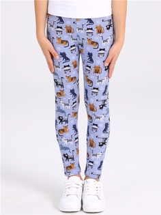 Леггинсы детские Апрель 1ДРЛ1982804н, полосатые коты на голубом, 104