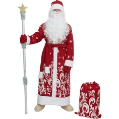 Костюм "Дед Мороз" , шуба, шапка, варежки, пояс, размер 60-62 Батик