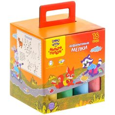 Мел цветной асфальтный Мульти-Пульти, 6 цветов, 16шт. (АМ_31725), 10 уп.