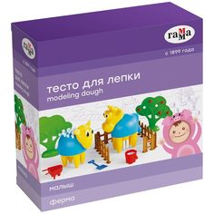Тесто для лепки Гамма "Малыш. Ферма", 4 цвета, 240г, набор с аксессуарами (0509201), 4шт. Gamma