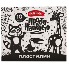 Пластилин 10 цветов Creativiki "Просто-Напросто", 120г, без стека, 3+, 38 уп.