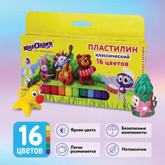Пластилин 16 цветов Юнландия "Юнландик-Музыкант", 320г (105030), 12 уп.