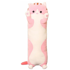 Игрушка мягкая кот-батон, розовый, 50 см No Brand