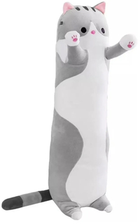 Игрушка мягкая кот-батон, серый, 70 см No Brand