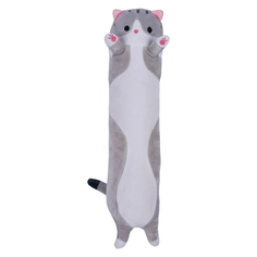 Игрушка мягкая кот-батон, серый, 130 см No Brand