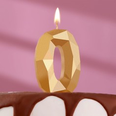 Свеча в торт «Алмаз» цифра 0 золотая Страна Карнавалия