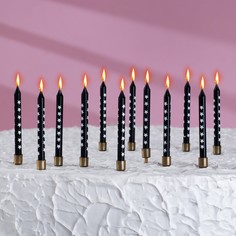 Свечи в торт "Золотая звезда", 12 шт, чёрные, МИКС Страна Карнавалия