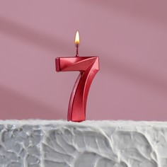 Свеча в торт на шпажке «?Грань», цифра "7", 5 х 3.5 см, красная Страна Карнавалия