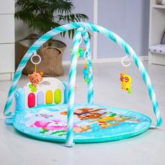 Развивающий коврик «Зимние игры», с пианино, круглый, голубой No Brand