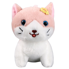 Мягкая игрушка "Кот с цветком" на брелоке, 11 см, цвет МИКС No Brand