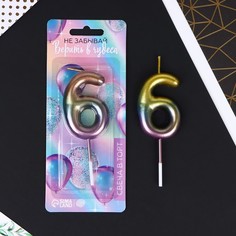 Свеча в торт «6», радужная Страна Карнавалия