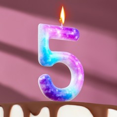 Свеча в торт на шпажке "Галактика", цифра 5, 9 см, ГИГАНТ Страна Карнавалия