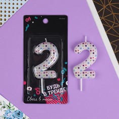 Свеча в торт "2", 5,5 х 8 см Страна Карнавалия