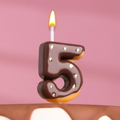 Свеча в торт "Шоколадная глазурь", цифра "5" Страна Карнавалия