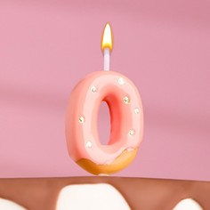 Свеча в торт "Клубничная глазурь", цифра "0", розовая Страна Карнавалия