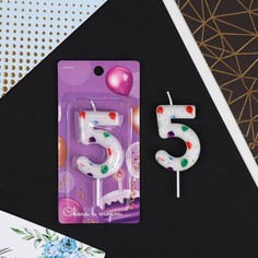 Свеча в торт "5" , 5,5 х 8 см Страна Карнавалия