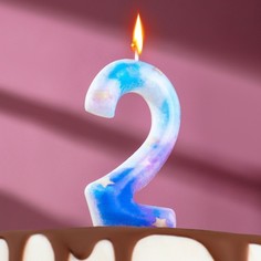 Свеча в торт на шпажке "Звездопад", цифра 2, 9 см, ГИГАНТ Страна Карнавалия