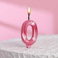Свеча в торт "Грань", цифра "0", розовый металлик, 7.8 см Страна Карнавалия