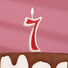 Свеча в торт на шпажке "Рубиновая коллекция", цифра 7, 5,5х3 см, рубиновая Страна Карнавалия