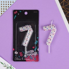 Свеча в торт "7", 5,5 х 8 см Страна Карнавалия