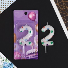 Свеча в торт "2", 5,5 х 8 см Страна Карнавалия