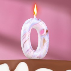 Свеча в торт "Белый мрамор", цифра "0", 8 см Страна Карнавалия