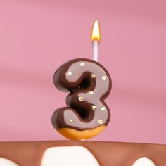 Свеча в торт "Шоколадная глазурь", цифра "3" Страна Карнавалия
