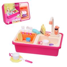 Игровой набор «Раковина» с набором посуды, вода из крана бежит No Brand