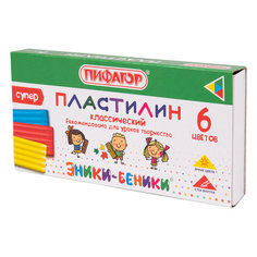 Пластилин классический ПИФАГОР ЭНИКИ-БЕНИКИ СУПЕР, 6 цветов, 120 г, стек, 106428, (4шт.)