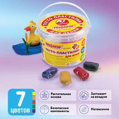 Пластилин на растительной основе (тесто для лепки) ПИФАГОР, 7 цветов, 420 г