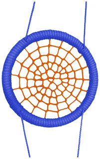 Качели-гнездо подвесные STORK NEST Премиум d 100 см Обод синий толщ. нити 15 мм оранжевый Jinn