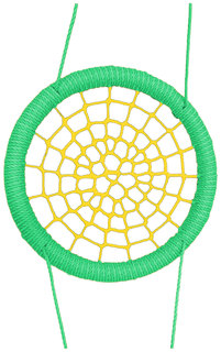 Качели-гнездо подвесные STORK NEST Премиум d 100 см Обод Зеленый толщ. нити 15 мм желтый Jinn