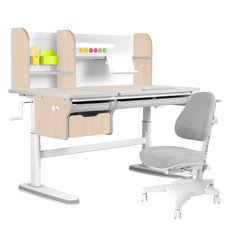 Комплект KinderZen Dali plus: парта + кресло клен/серый с серым креслом Armata
