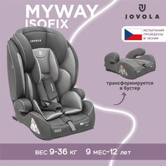 Автокресло бустер детское JOVOLA MyWay ISOFIX, 9-36 кг, гр. 1-3, темно-серый, светло-серый